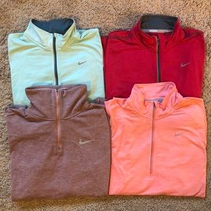 Set of 4 Nike Womens Half-Zip Running Long Sleeves